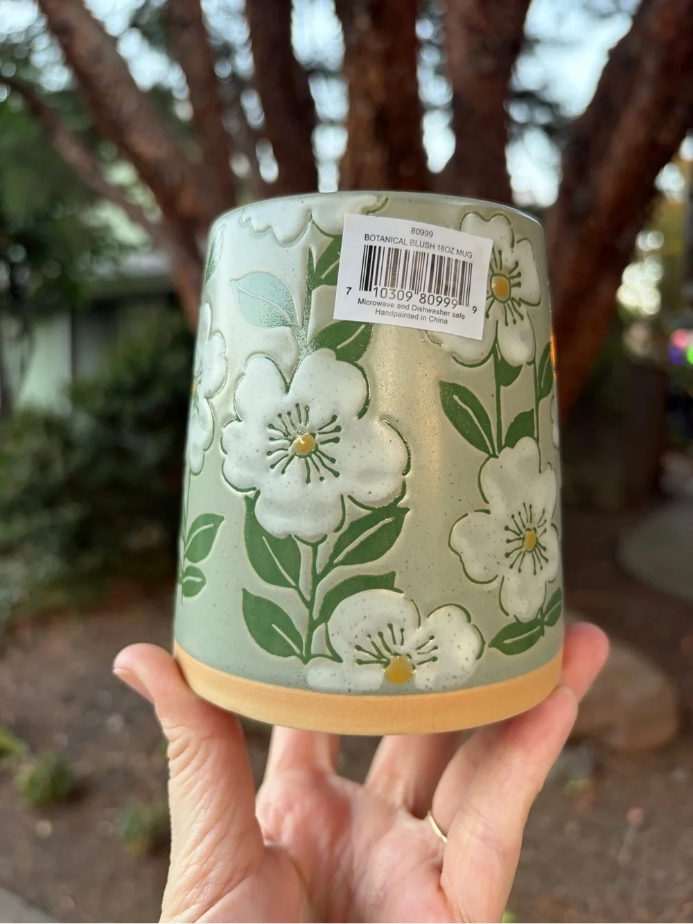 Hand-Painted Green Floral Botanical Mug